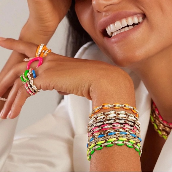 Neon Collection Hot Pink Enamel CZ 14kt GP Ring - Picture 12 of 12